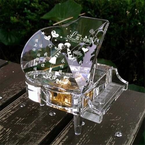 Crystal Crafts Ornaments Crystal Piano Music Box Valentines Day Christmas Gift Wedding Decoration Home Decoration Accessories