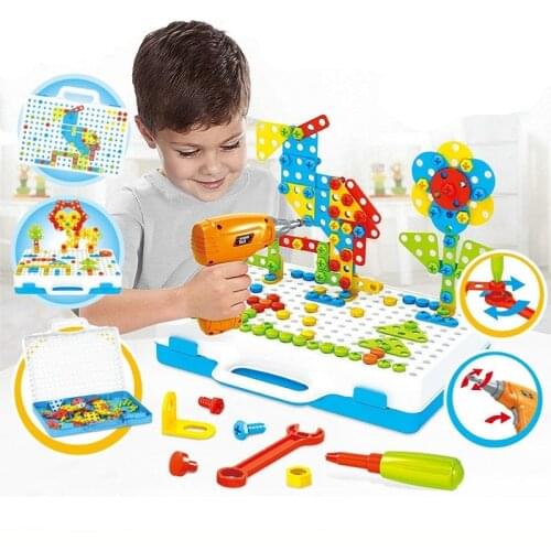 Electric Drill Puzzle Toys Simulation Tool Toy Assembled Match DIY Model Kit Educational Building Toys Sets Screwing Toys
