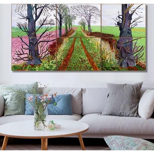 Tree Pictures david hockney landscape Forest Grass oil painting Canvas Painting modern abstract wall art For Room No frame
