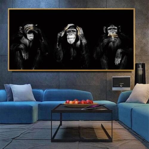 Dark journey Monkey Gorilla Pictures Animal Art Posters Prints Canvas Painting Wall Pictures For Living Room Home Cuadros Decor