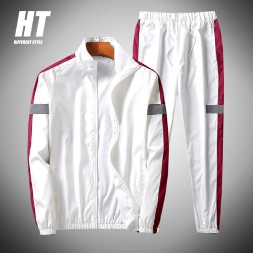 2021 Mens Sets Fashion Hip Hop Tracksuit Men Patchwork Zipper Sweatshirt +Pants 2 Pieces Sportswear Jogger Fitness Streetwear