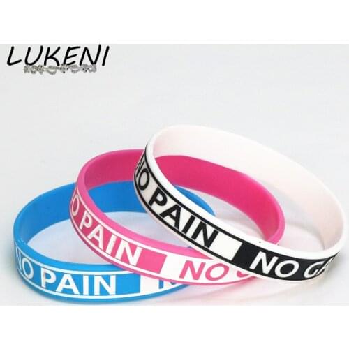 LUKENI 1PC Hot Sale Fashion Silicone Bracelet NO PAIN NO GAIN Motivation Silicone Bracelet Adult Size 3 Colours SH082
