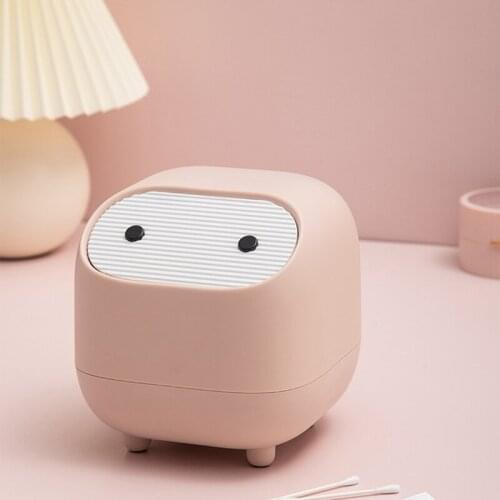 Cute Small Mini Ninja Desktop Trash Can Dust Bin Garbage Basket With Lid For Desk Car Bedroom Office Kids Room House Decoration