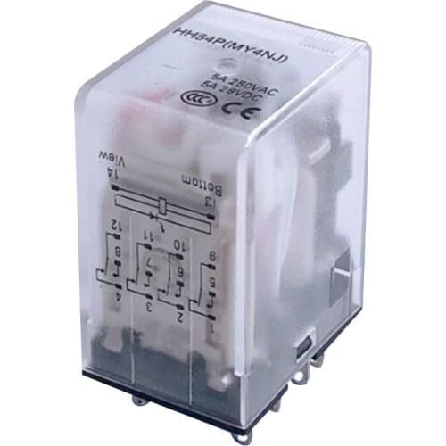 MY4NJ Coil DC12V DC24V AC110V AC220V HH54P 5A 220V Miniature Electromagnetic General Purpose Relay