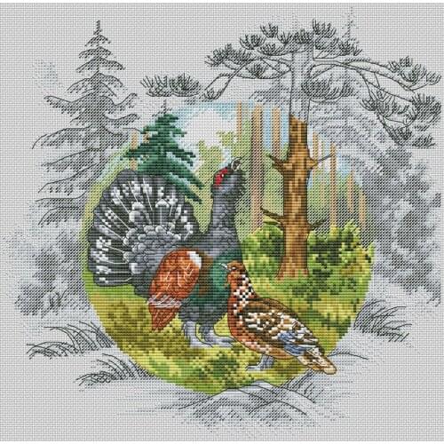 Grouse in the Forest 37-37 Cross Stitch Kit Package Greeting Needlework Counted Kits Embroidery cross stitch set