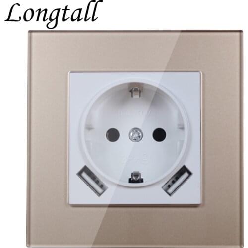 USB Wall Socket charger Free shipping Double USB Port 5V 2A usb wall outlet high quality Gold Acrylic LDG-04