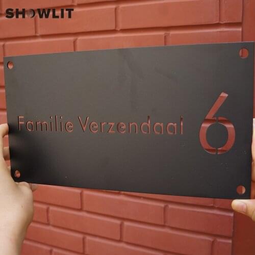 Custom Statinless Steel Buliding Signs Apartment Numbers Plate Black Painted Modern Buildings Plaques