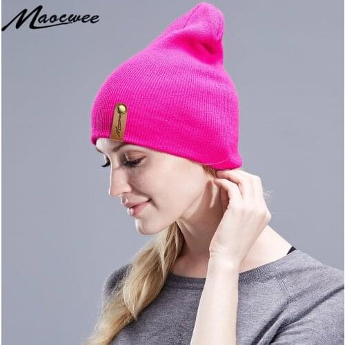 New Candy Colors Winter Hat Women Knitted Hat Outdoor Warm Soft Trendy Hat Kpop Style Cotton Beanie Elegant All-match Bonne Hat