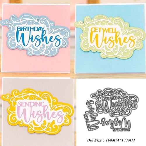 Sending Birthday Wishes Metal Cutting Dies Cut Die Mold Card Scrapbook Paper Craft Knife Mould Blade Punch Stencils 2021 New