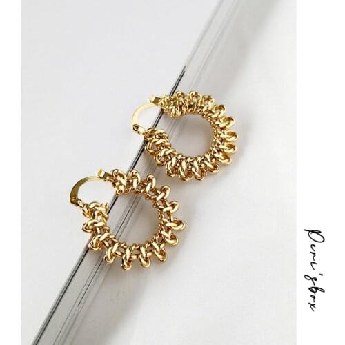 PerisBox Symmetrical Round Multi Knots Geometric Earrings Brass Gold Hoop Earrings for Women Stylish Dainty Earrings Hoops 2019