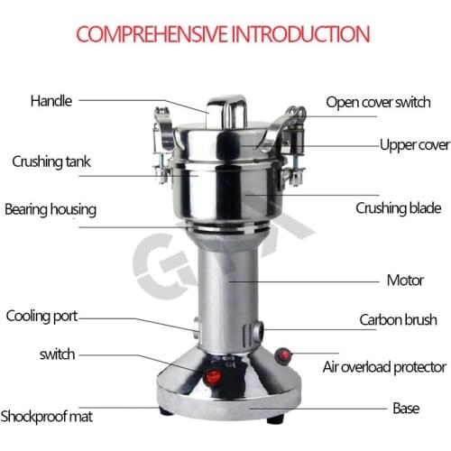 GUYX 900W Fully automatic mill Chinese medicine crusher Swing type electric grain mill Commercial small ultrafine mill