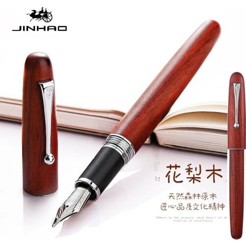 Jinhao New Wooden Fountain Pen High Quality 0.5mm Nib 2 Colors Luxury Wood Ink Pens Business Gifts Writing Office School Supplie
