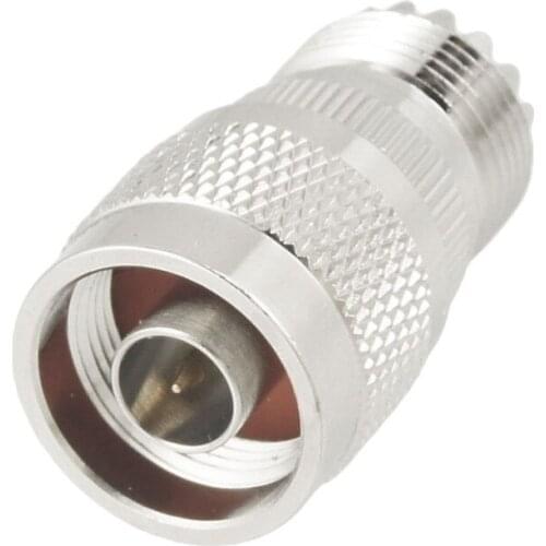 Silver Tone Straight N Male to UHF Female Coax Adapter Connector