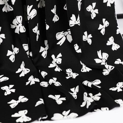 Bowknot Printed Chiffon Fabric For Pants Skirt Childrens Clothing Womens Clothing,By The Meter