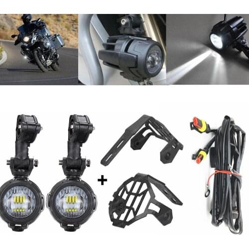 1 Set Universal Motorcycle LED Auxiliary Fog Light Assemblie Driving Lamp 40W Headlight For BMW R1200GS/ADV/F800GS