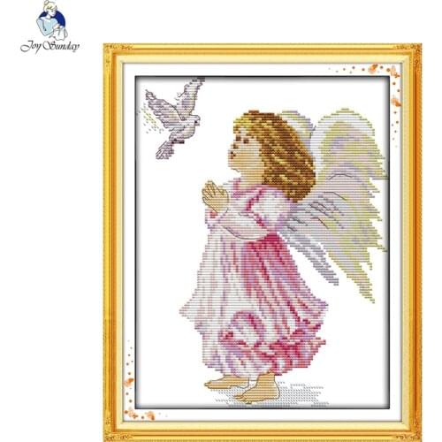 Joy Sunday The Angel of Peace Patterns DIY Hand Cross Stitch Kits DMC 11CT 14CT Counted Embroidery Needlework Home Decor