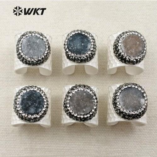 WT-RR019 WKT Wholesale Exclusive Rhinestone Pave Natural Stone Ring Generous Fashion For Women Jewelry