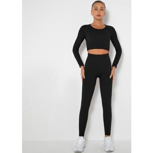 Seamless Yoga Set Women High Waist Gym Set 2 Piece Outfits Leggings Sport Crop Top Push Up Tracksuit Fitness Women Gym Clothing