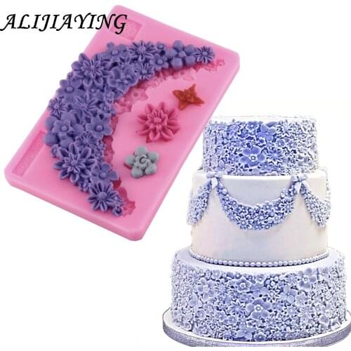 1Pcs Sugarcraft Flower silicone mold fondant mold cake decorating tools Cake border mat chocolate gumpaste mold D0948