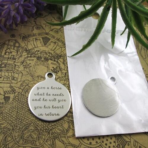 10pcs--"Give a Horse what He Needs ..."stainless steel charms 5 styles for choosing DIY Charms for necklace bracelets
