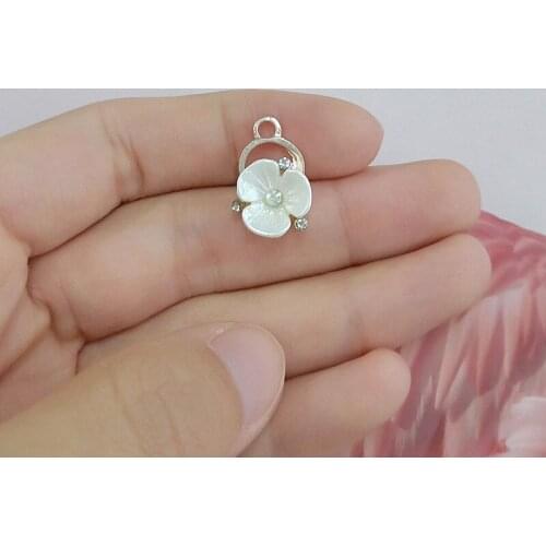 10 PCS 11*17mm Fashion Metal Alloy Crystal Flowers Pendant Charms DIY Jewelry Findings Handmade Accessories