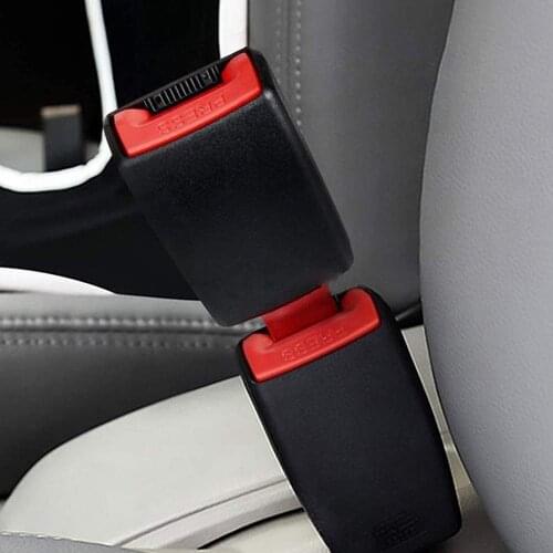 2pcs Car Safety Seat Belt Buckle Universal Seatbelt Extender Extension Clip Alarm Stopper Card Holder Black Z014