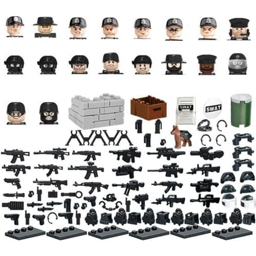 22PCS Military Special Forces Modern Soldier Police MOC SWAT City Weapons Playmobil Figures Building Block Toys For Kid