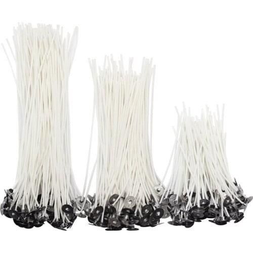 300Pcs Low Smoke Natural Candle Wick with Wax Pre-Wax Wick, Candle Making Kit for Candle Making and Candle DIY Christmas Gifts