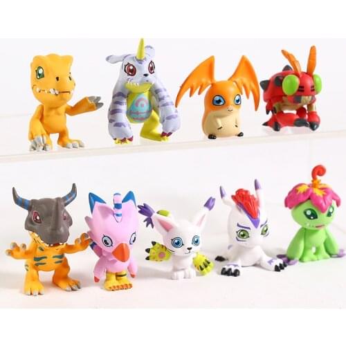 9pcs/set Anime Digital Digimon Action Figure Toys AGUMON GERYMON Digital Character PVC Figure Model Toys
