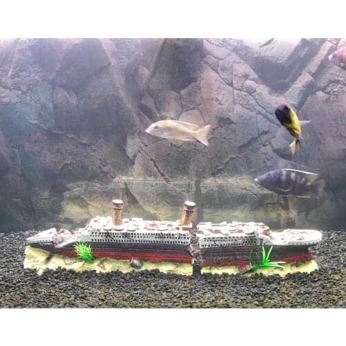 Aquarium Fish Tank Resin Titanic Boat Ship Ornament Landscaping Decor 38cm