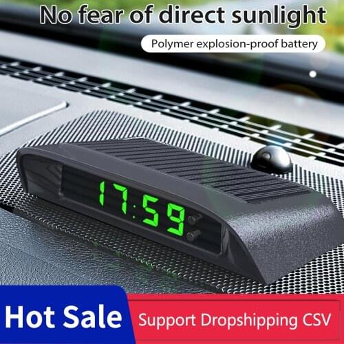 Car Clock Auto Internal Stick-On Digital Watch Solar Powered 24-Hour Car Clock with Built-in Battery Car Decoration Electronic A