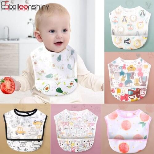 BalleenShiny Baby Bibs Newborn Cute Cartoon Anti-dirty Clothes For Meals Waterproof For 0-3Y Child Kids Sleeveless Cotton soft