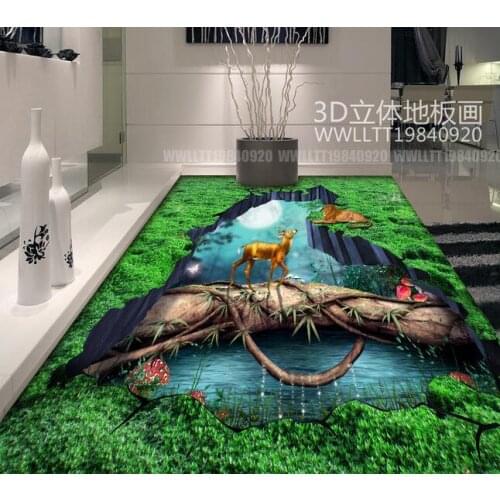 Free shipping 3D Custom forest animal kingdom flooring Painting Photo Wallpaper for Walls home decor mural post
