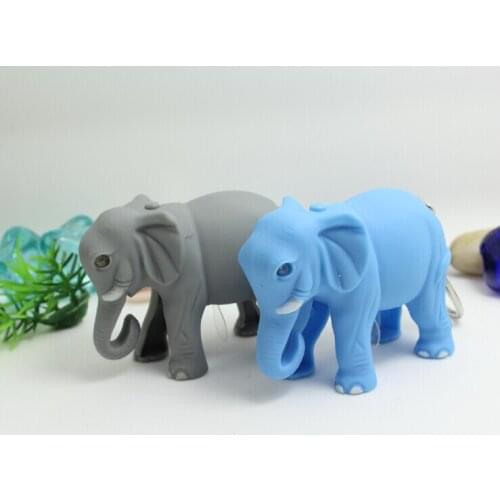FREE SHIPPING BY DHL 200pcs/lot Plastic LED 3D Lovely Elephant Shaped Keychains with Sound Novelty Toy Keyrings for Kids