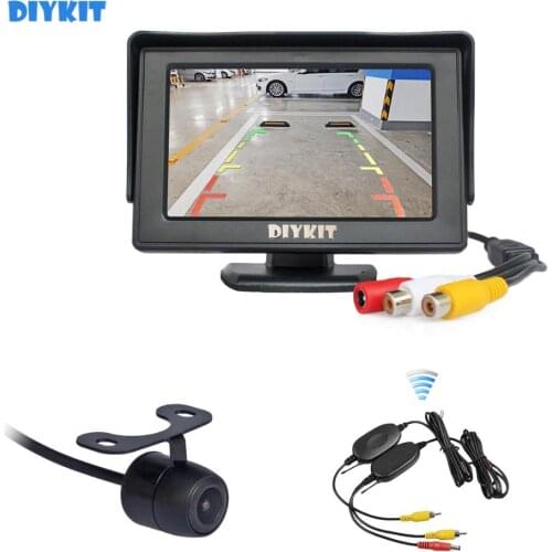DIYKIT Wireless Car Parking Camera Monitor Video System 4.3 Inch Car Monitor With Rear View Camera
