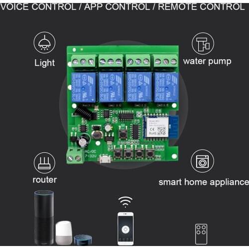 Tuya WiFi Wireless Relay Module Garage Single-way Inching Timer Switch Smart APP Remote Control Voice for Google Home Alexa