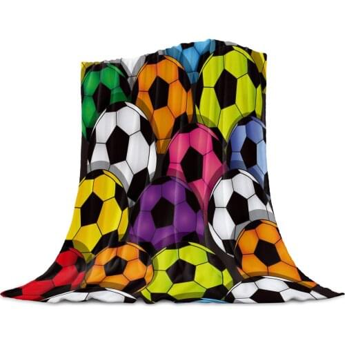 Socccer Football Colorful Coral Fleece Blanket Winter Sheet Bedspread Sofa Bed Throw Light Thin Soft Warm Flannel Blankets