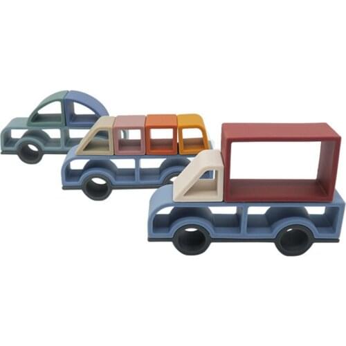 New Car Building Toy Baby Silicone Teether Soft Educational Toys Baby Sensory Silicone Educational Building Blocks For Toddlers