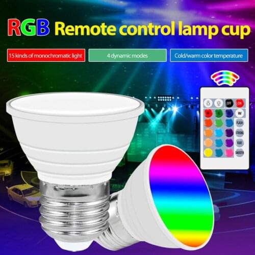 Home Decor LED Lamp Remote Control RGB Lights E27 E14 MR16 GU10 Colorful Background Party Music 85-265V Cup Lamp With Remote