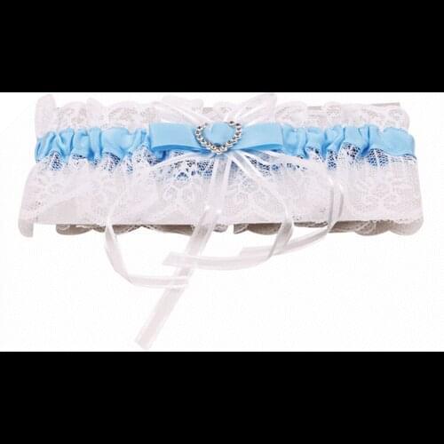 Elegant Women Lace Mesh Bowknot Belt Sexy Suspender Rhinestone Lace Garter for Bride Party Wedding Leg Rings 996091