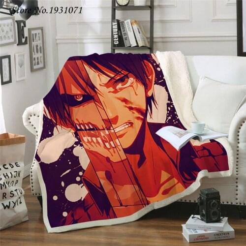 Attack on Titan 3D Printed Fleece Blanket for Beds Thick Quilt Fashion Bedspread Sherpa Throw Blanket Adults Kids 02