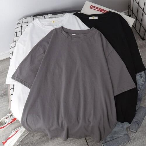 Basic T Shirt Women Summer New Oversized Solid Tees 7 Color Casual Loose Tshirt Korean O Neck Female Tops