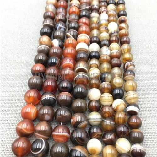 MY0061 Smooth Lace Nature Stone Striped Round Agates Beads ,Onyx Drilled Beads For DIY Jewelry Making 5 Strands/Lot