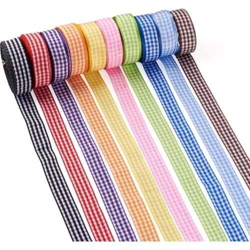 10Rolls 6mm/16mm Plaid Lattice Ribbon Polyester Bow Ribbons Tape For DIY Garment Decor DIY Handmade Craft Jewelry Gift Wrapping
