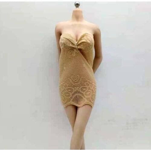 1/6 Scale Flesh Color Lace Skirt Perspective Net Dress Clothes Model for 12in Action Figure Toys