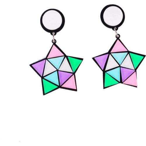 Cute Graceful Fresh Contrast Color Pentagram Acrylic Drop Earrings Korea New fashion Simple Earring Jewelry For women E18131