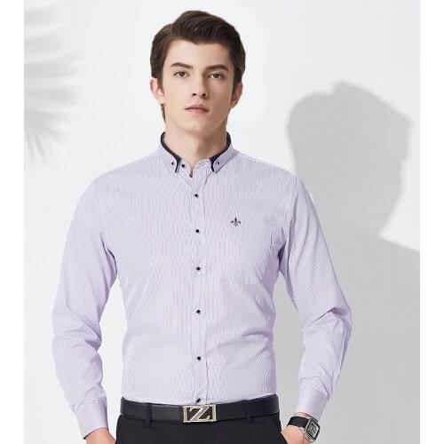 Dudalinas Camisa social masculina long sleeve stripe male mens clothing slim fit blusas 2021 shirt men plus size