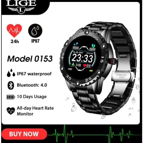 LIGE Smart Watch Men Waterproof Sports Fitness Watch Call Reminder Alarm Clock Reminder Heart Rate smartwatch For Android iOS