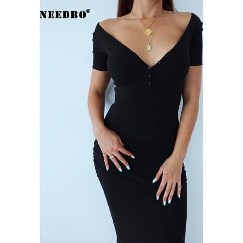NEEDBO Sexy Dress Party Night Club Dress Vestidos Bodycon Dress Women Evening Robe Party Dress Elegant Casual Midi Dresses