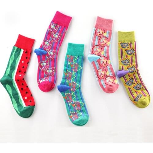 New 2020 Autumn Winter Men Socks Novelty Abstract Eyes Mouth Pattern Combed Cotton Socks Funny Novelty Casual Socks Men
